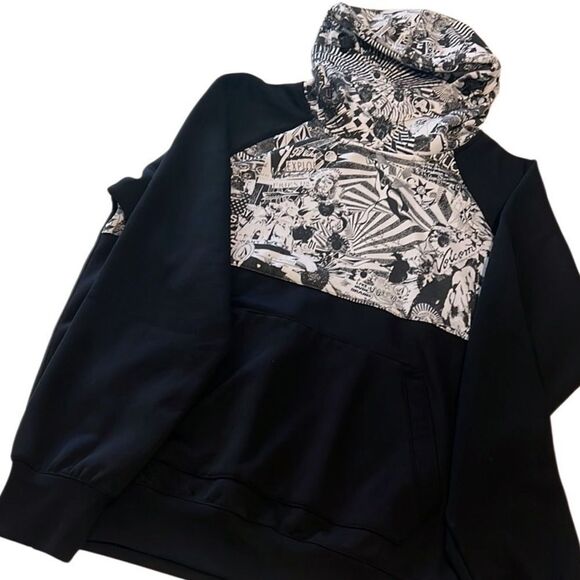 Volcom Black and White Logo Pullover Cinch Hoodie Size Large - Picture 1 of 9